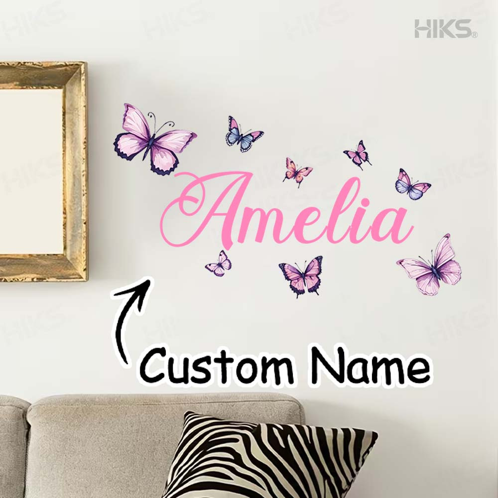 Baby Nursery Themes - 1PC Purple Butterfly Themed Custom Name