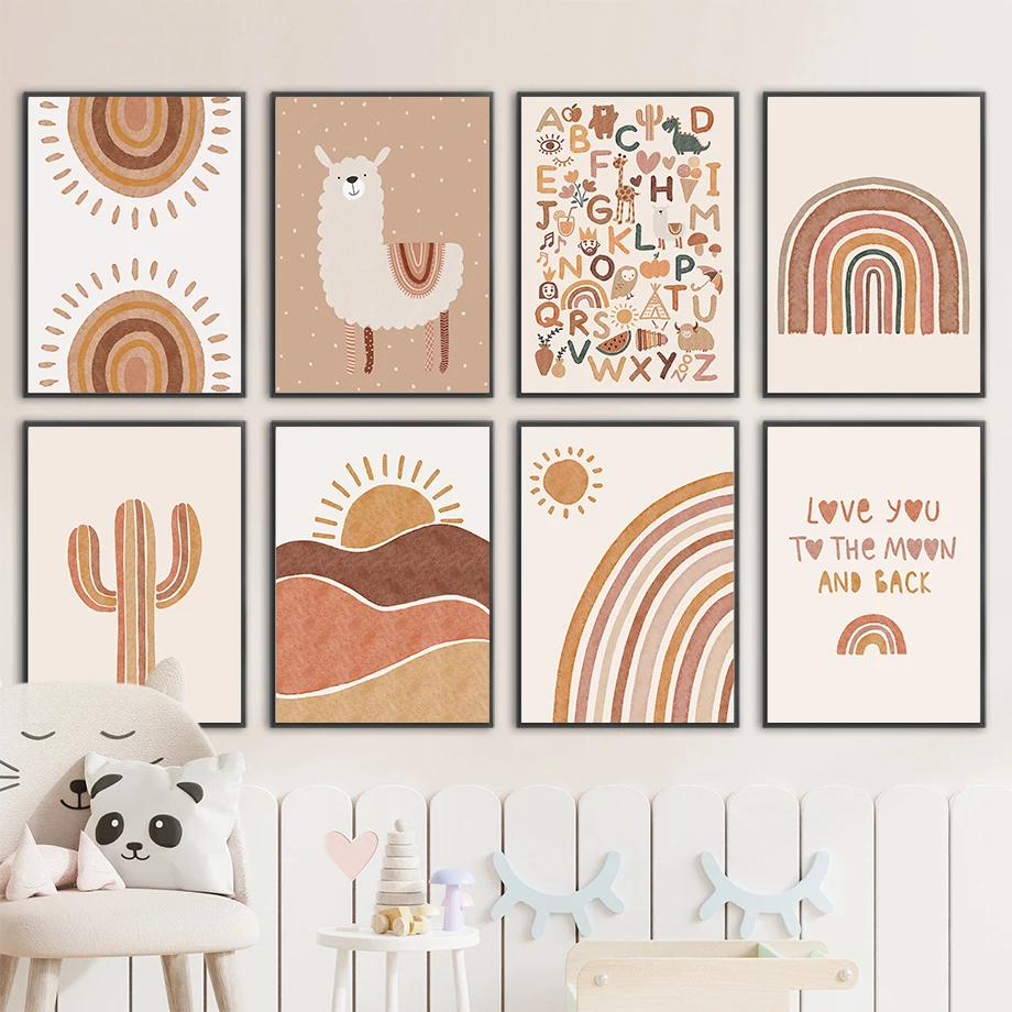 Baby Unicorn Nursery - Alpaca Unicorn Sun Rainbow Cactus Nursery