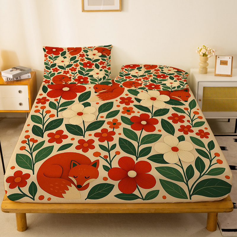Baby Nursery Themes - Two Little Foxes Floral Fitted Sheet