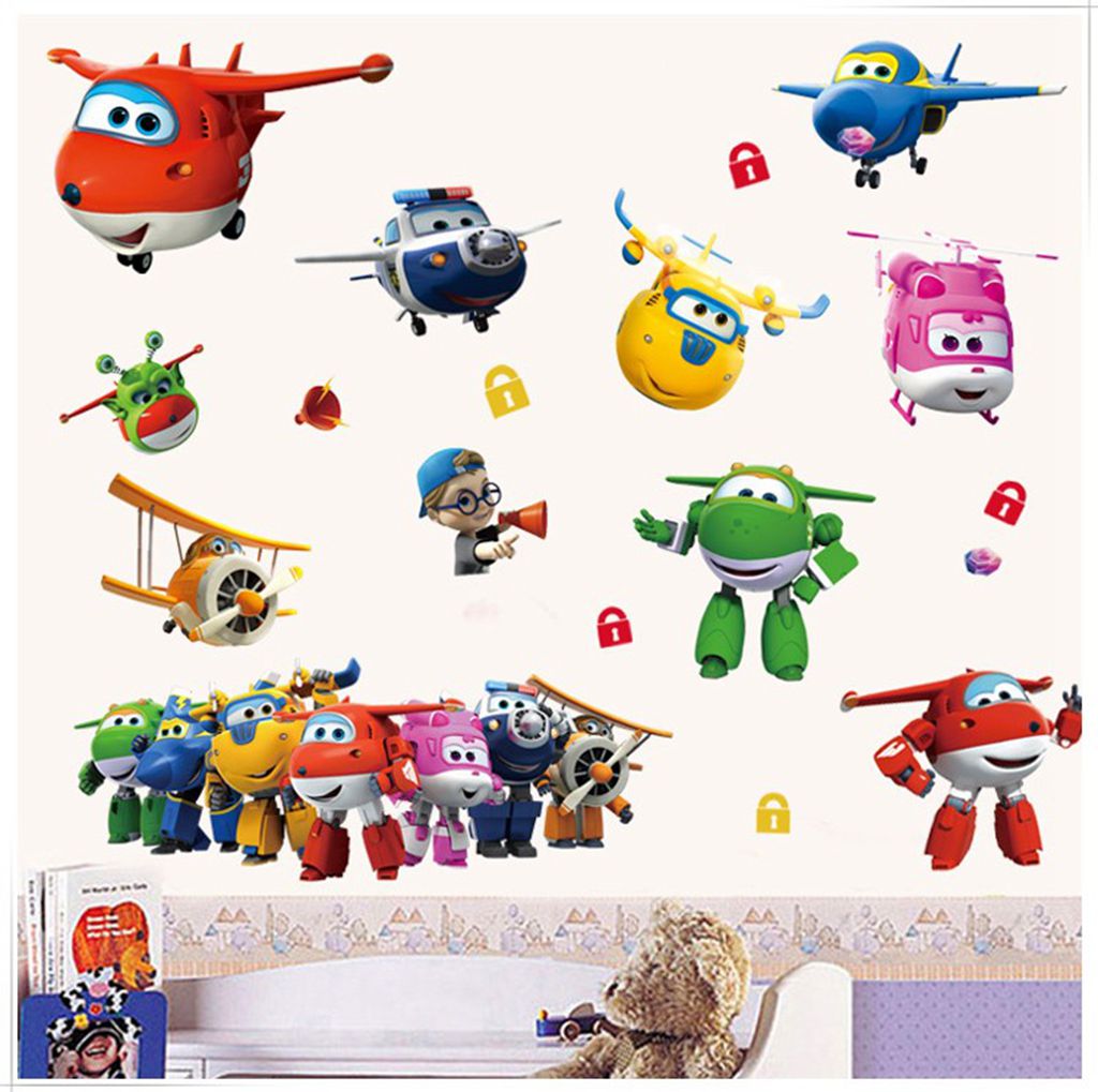 Hot Cartoon Super Wings Deform - đánh giá và giá Baby Nursery Wallpaper
