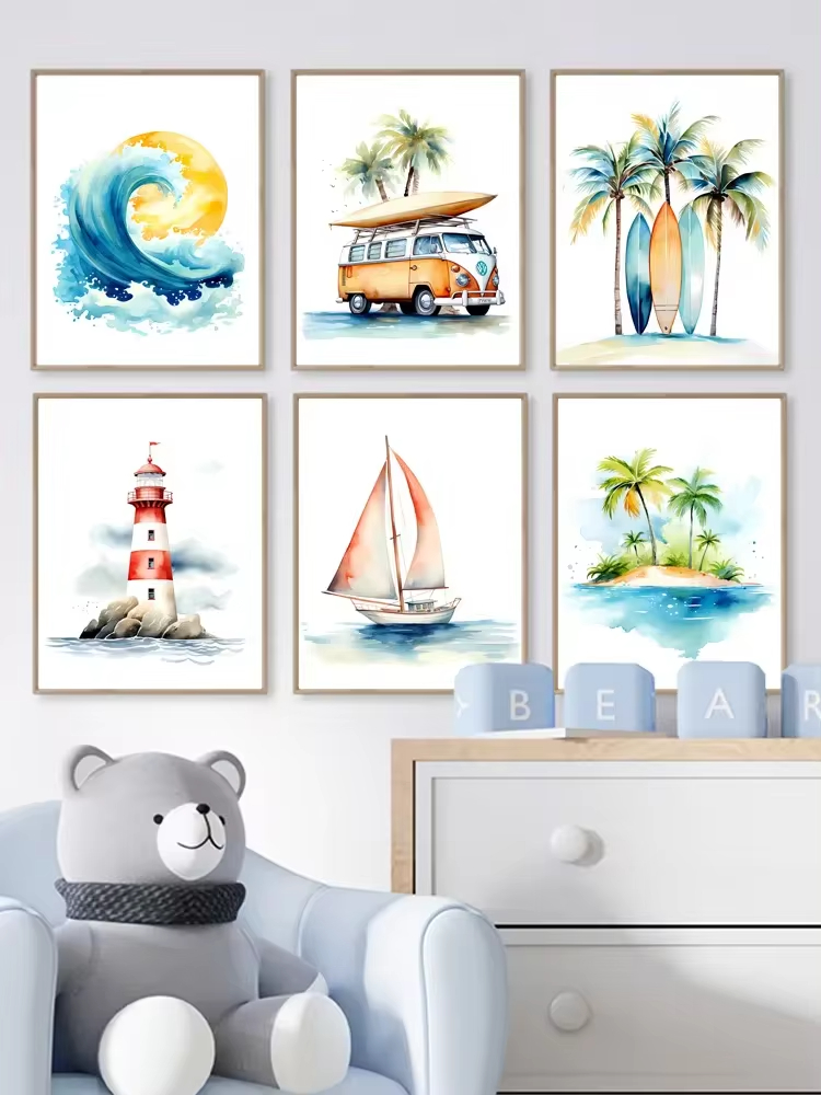 Surf Ocean Themed Nursery Beac - đánh giá và giá Baby Nursery Themes