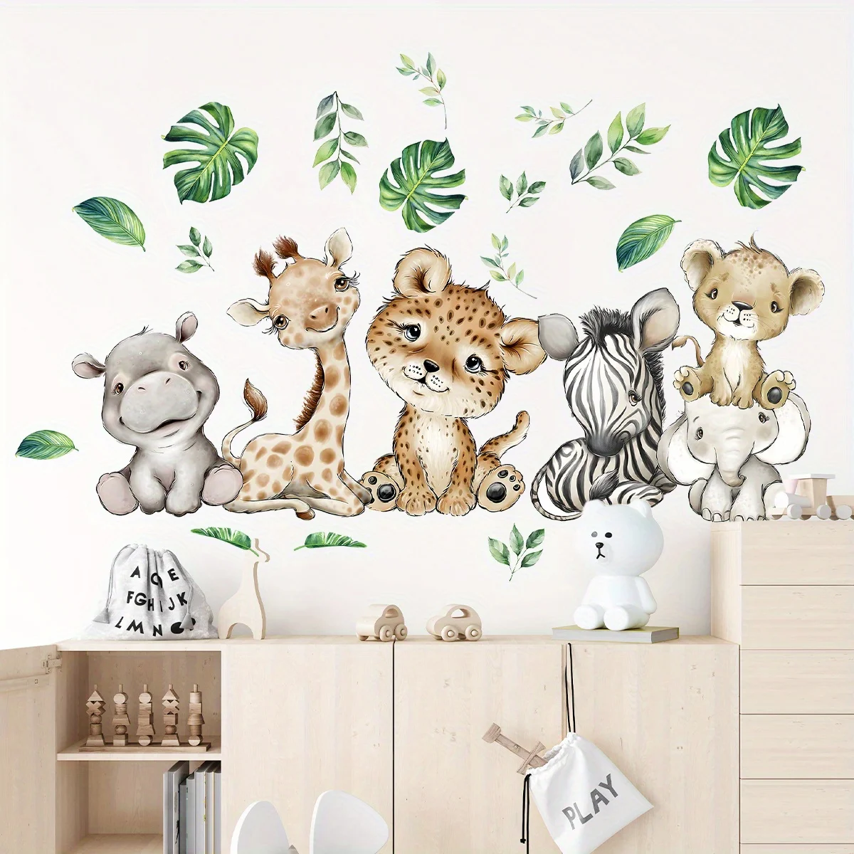 1PC Cartoon Cute Hippo Tiger E - đánh giá và giá Baby Nursery Wall Mural