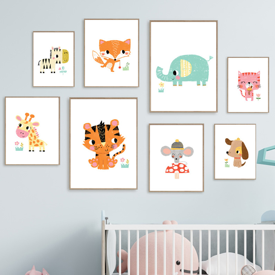 1pc frameless Canvas Painting  - đánh giá và giá Baby Nursery Zoo Animals