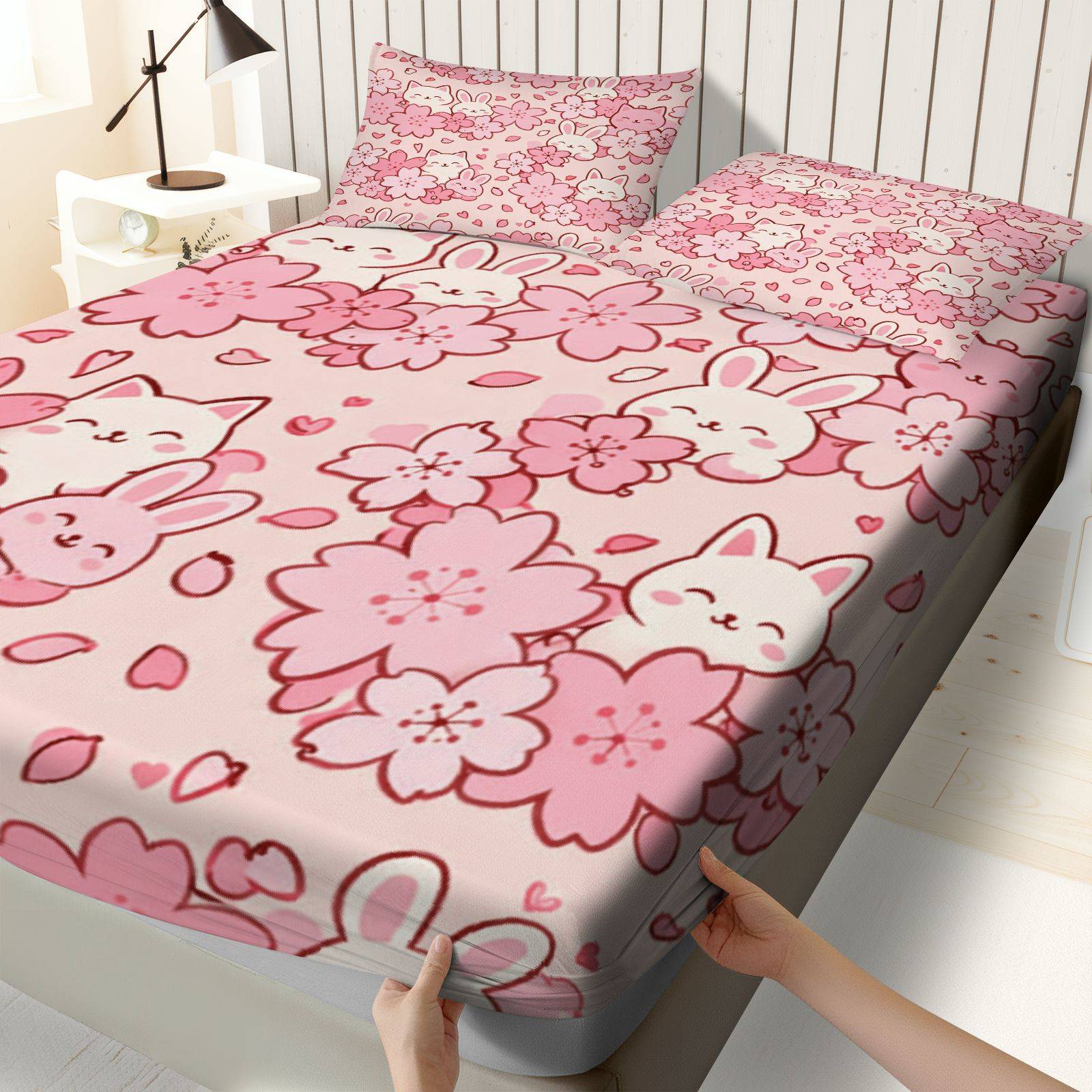 Sakura Rabbit Cat Bedding Set, - đánh giá và giá Baby Nursery Themes