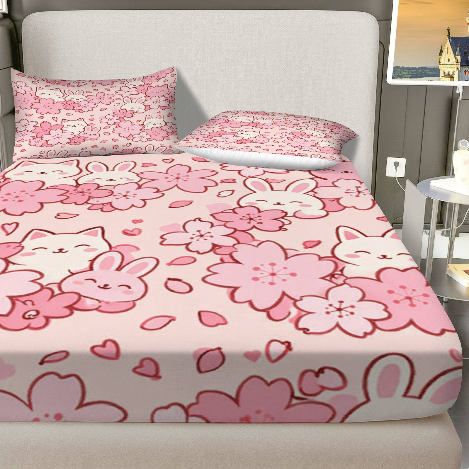 Sakura Rabbit Cat Bedding Set, - đánh giá và giá Baby Nursery Themes