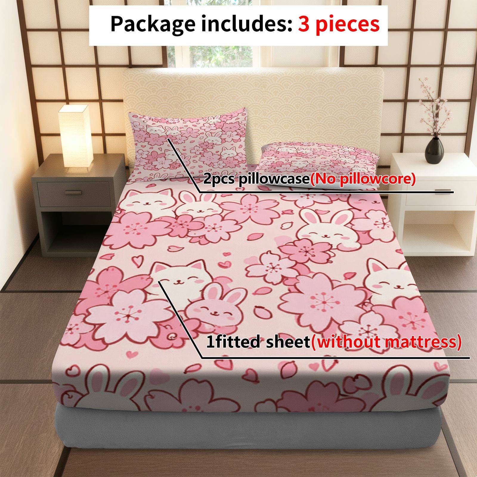 Sakura Rabbit Cat Bedding Set, - đánh giá và giá Baby Nursery Themes