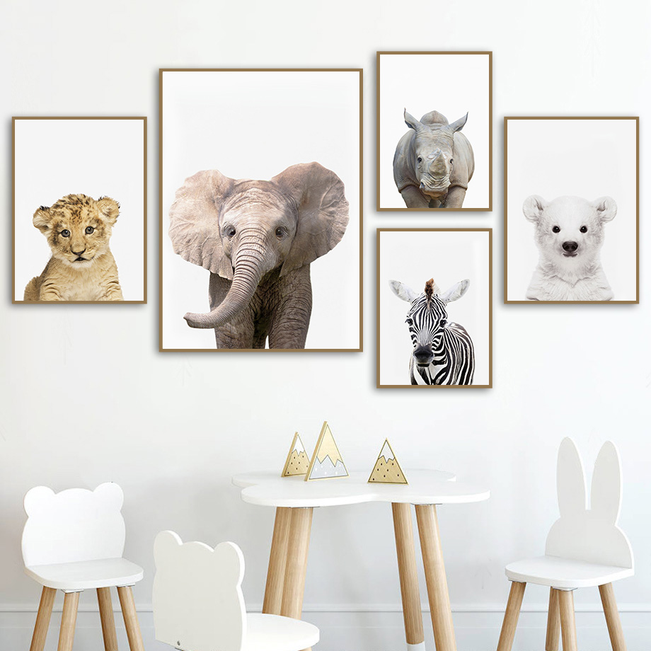 1pc frameless Canvas Painting  - đánh giá và giá Baby Nursery Zoo Animals
