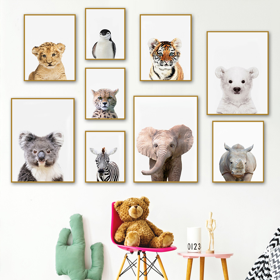 1pc frameless Canvas Painting  - đánh giá và giá Baby Nursery Zoo Animals