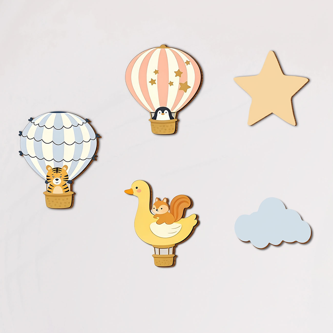5Pcs Animal Hot Air Balloon Wo - đánh giá và giá Baby Nursery Wall Mural