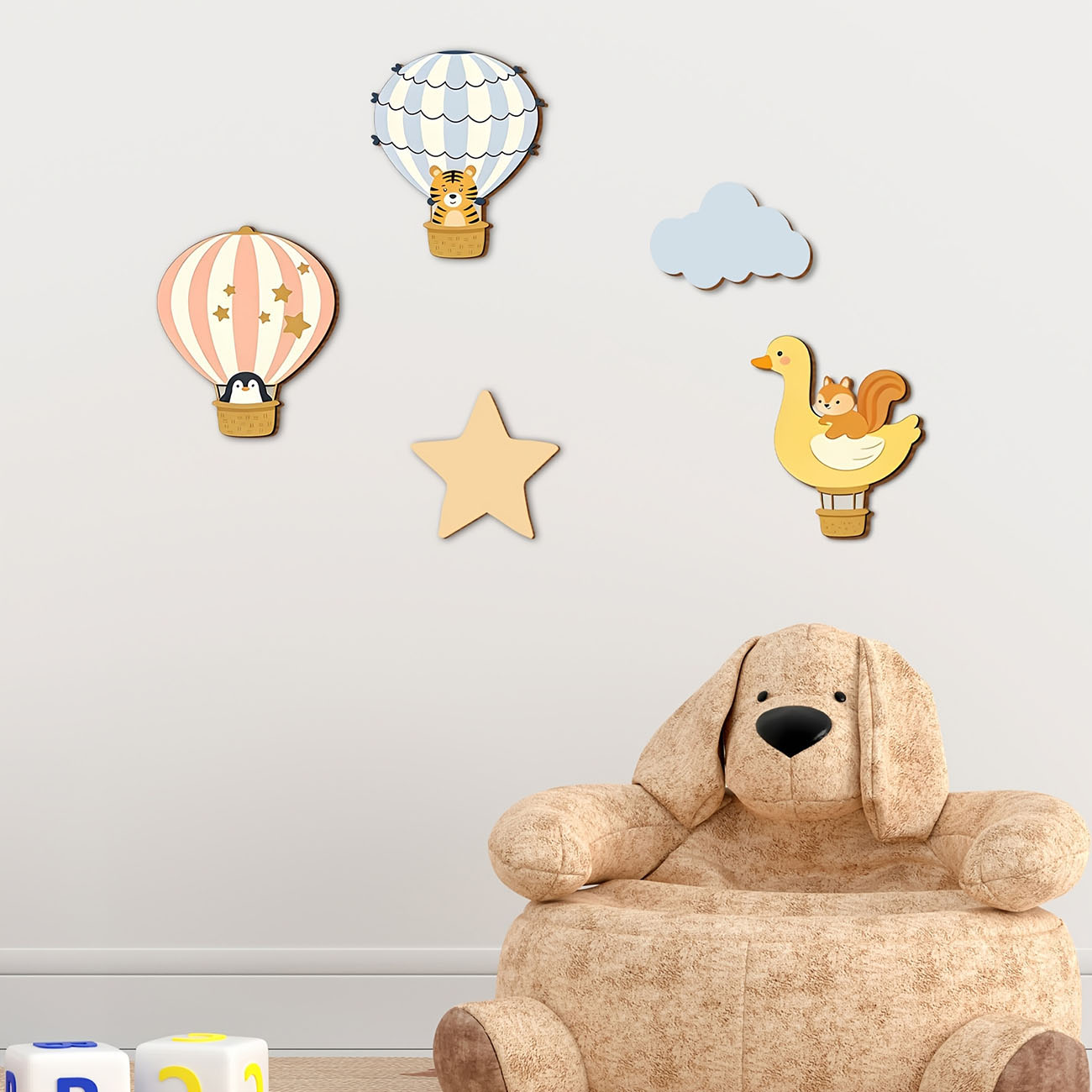 5Pcs Animal Hot Air Balloon Wo - đánh giá và giá Baby Nursery Wall Mural